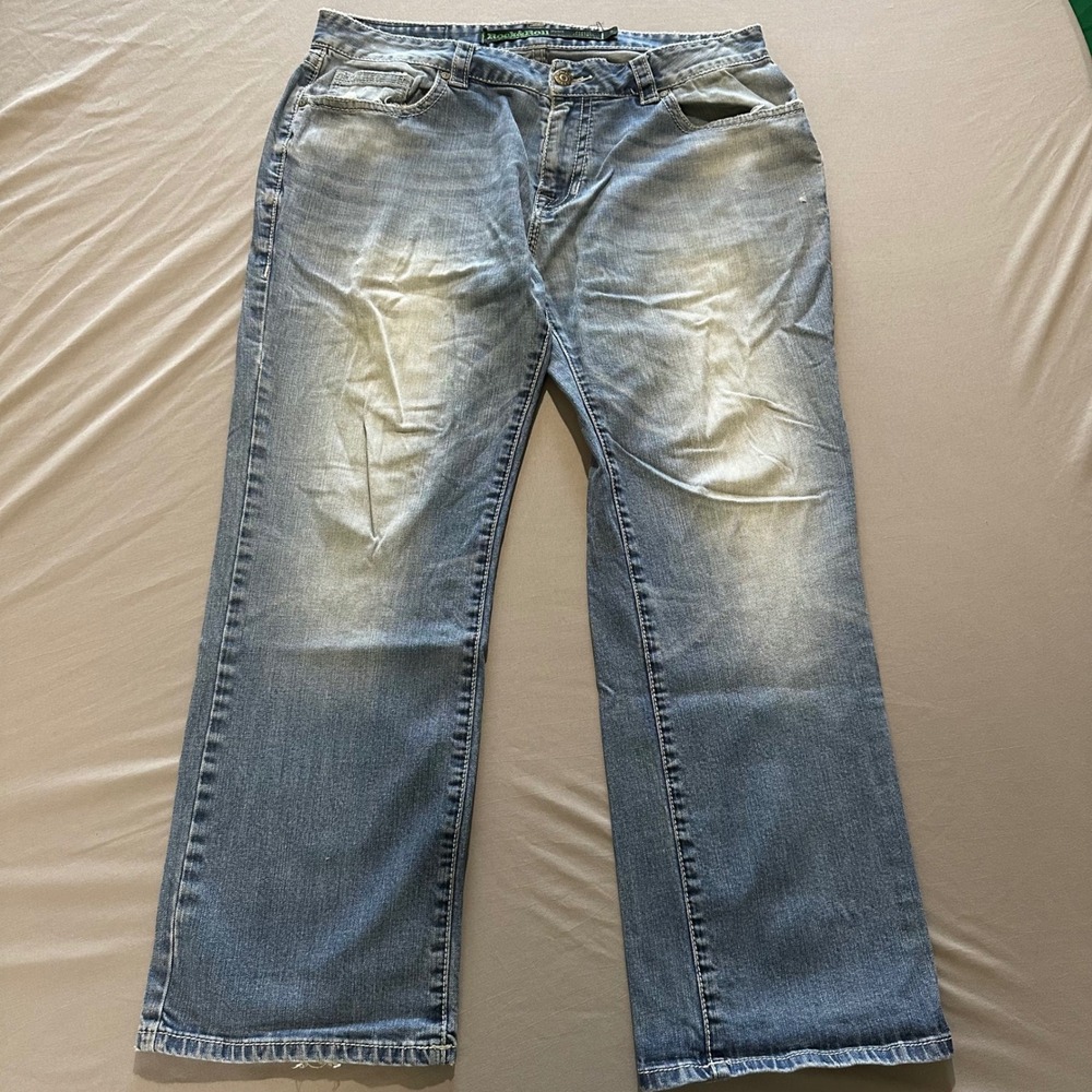 Rock & Roll Cowboy Pistol Jeans Mens 36x30 Blue Good Distressed Straight Leg